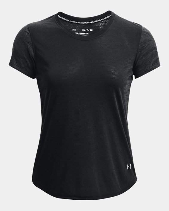 T-shirt en jacquard UA Streaker pour femme, Black, pdpMainDesktop image number 4